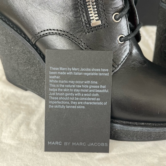 ♥️ Marc By Marc Jacobs blk wedge zip booties size 7 - Picture 8 of 11